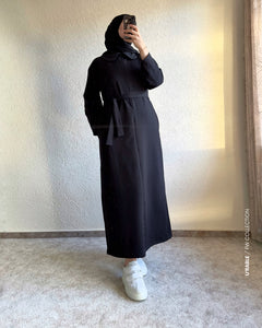 Bebe Yaka Fermuarlı Elbise-Siyah(Kleid mit Babykragen und Reißverschluss-Schwarz)