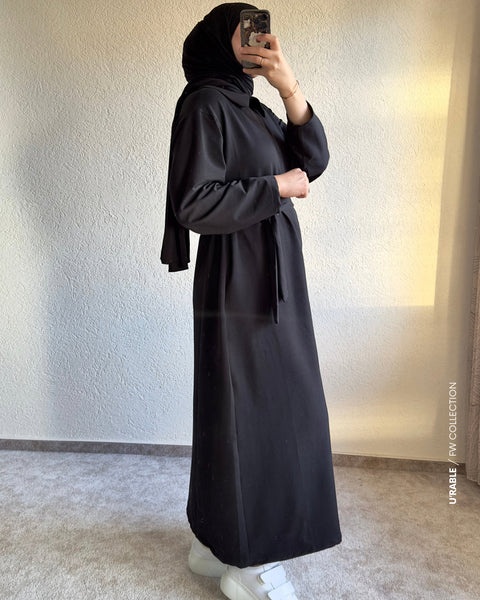 Bebe Yaka Fermuarlı Elbise-Siyah(Kleid mit Babykragen und Reißverschluss-Schwarz)