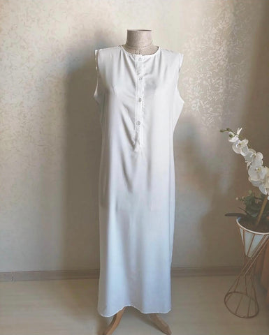 Kolsuz Düğmeli Pamuklu Elbise Astarı-(Baumwolle Kleid Futter mit Knöpfen)